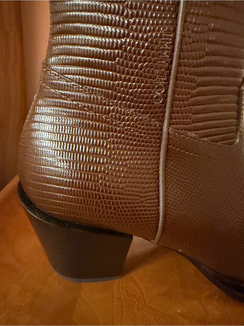 Jimmy Choo Brown Lizard-Embossed Pointed-Toe Ankle Boots - Picture 8 of 13